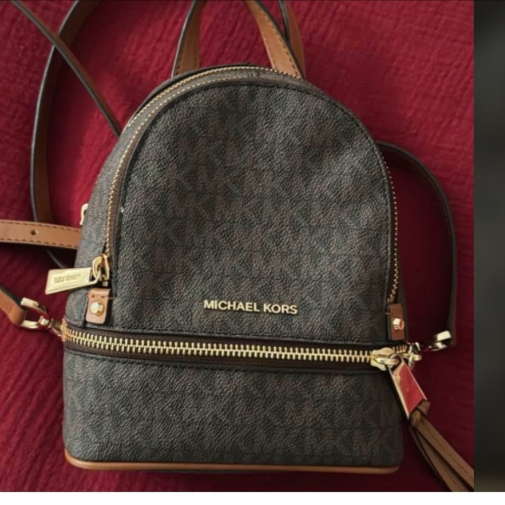 Michael Kors Brown Mini Backpack with Gold Hardware